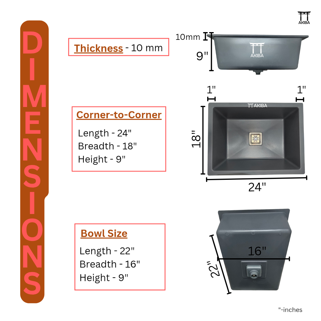AKIBA QUARTZ SINK (SMOKE GREY)