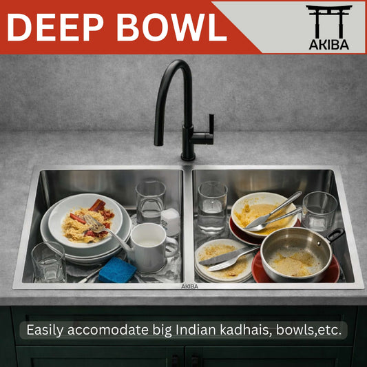 Akiba 45x20 Handmade Double Bowl Sink