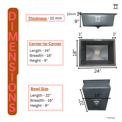AKIBA QUARTZ SINK (SMOKE GREY)