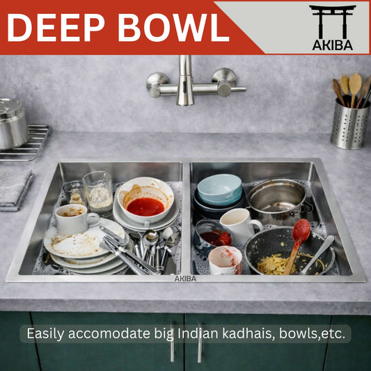 Akiba 37x18 Handmade Double Bowl Sink