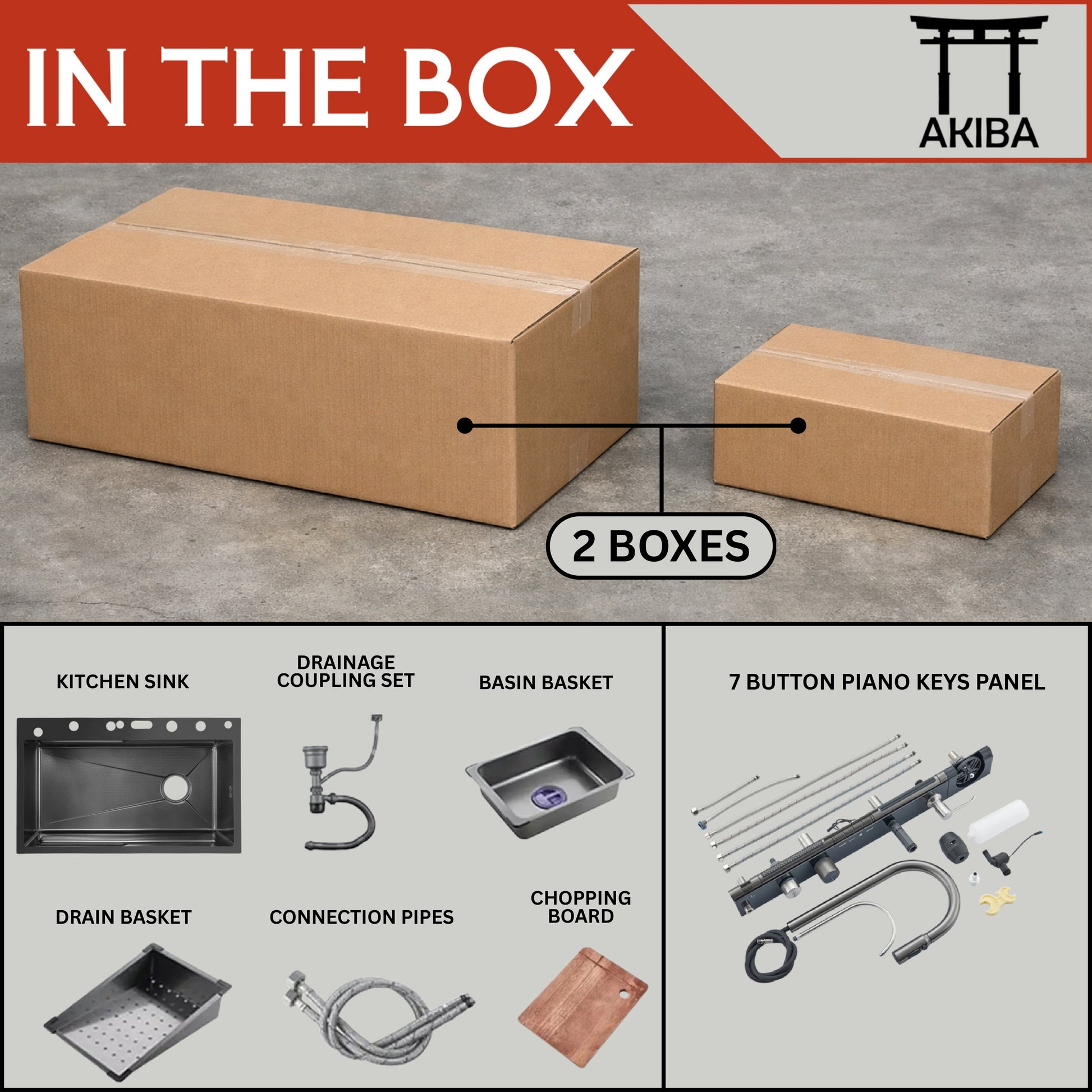 7 button piano sink packaging