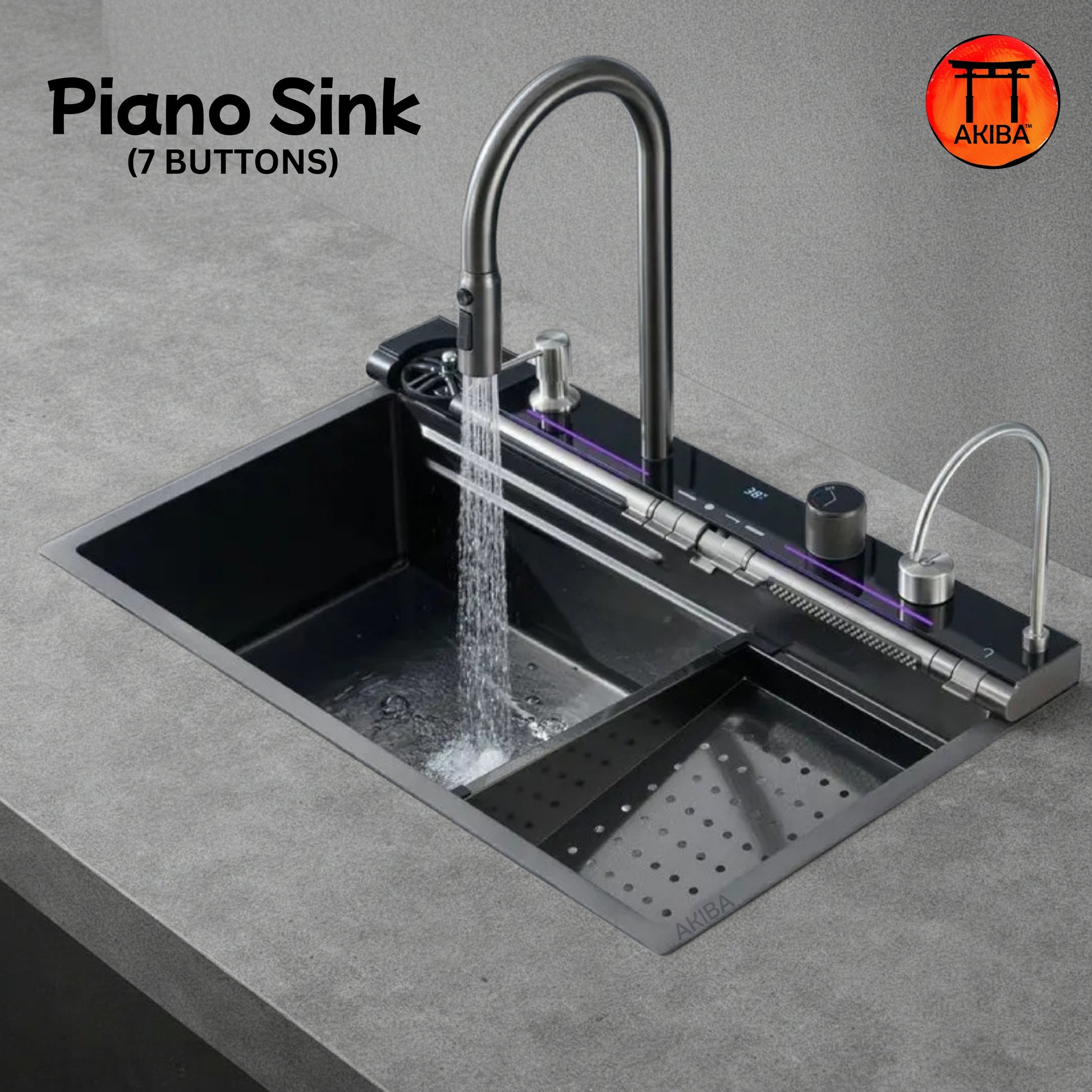 Piano Kitchen Sink with 7 Buttons by Akiba