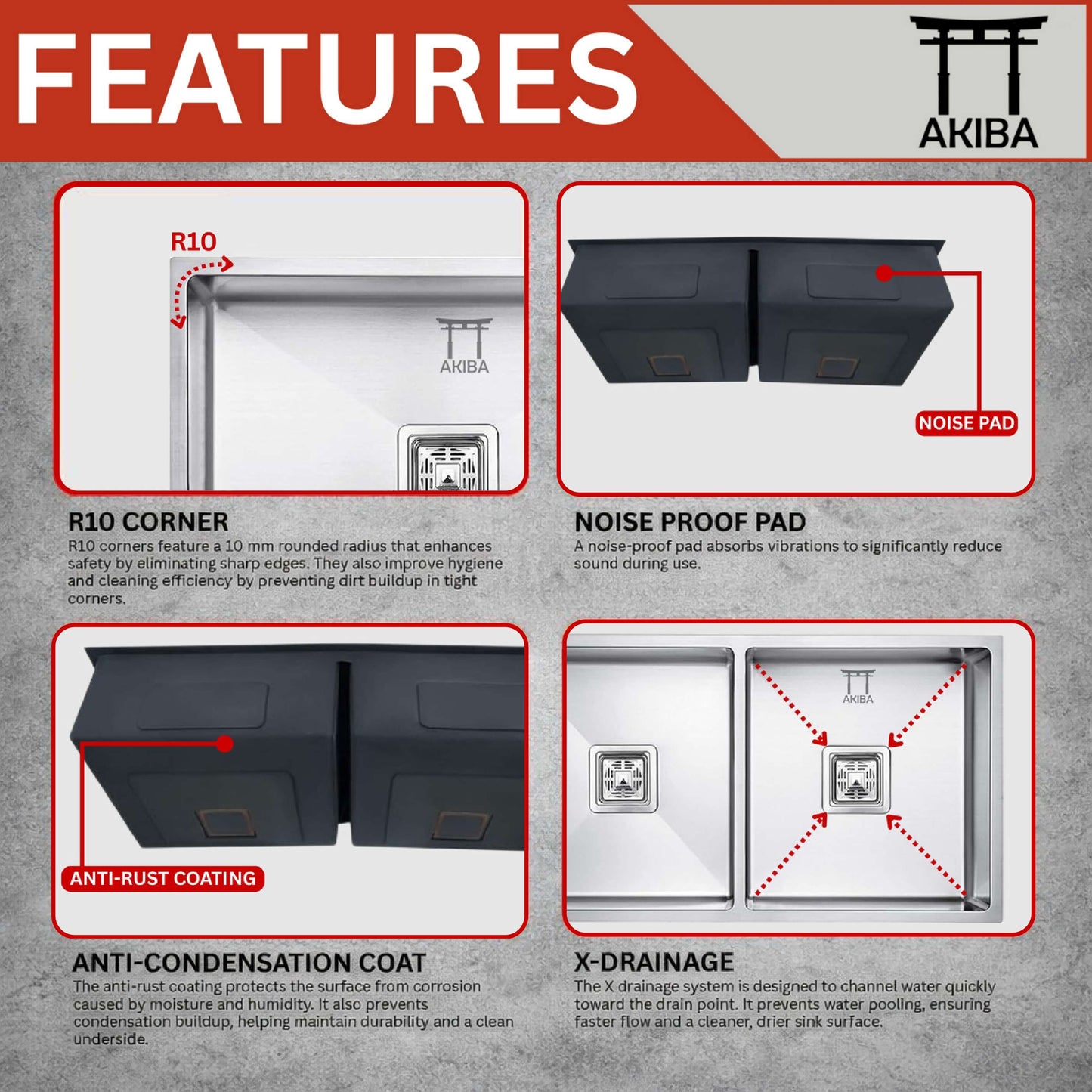 Akiba 37x18 Handmade Double Bowl Sink