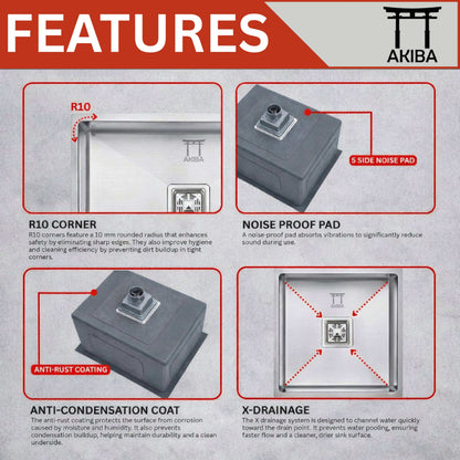 Akiba Handmade Kitchen Sink 18x16
