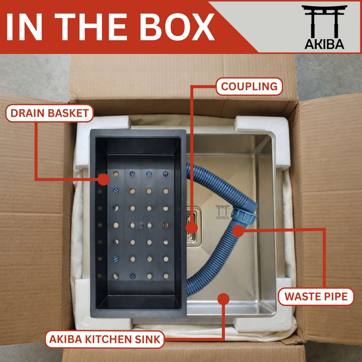 Akiba Handmade Kitchen Sink 18x16