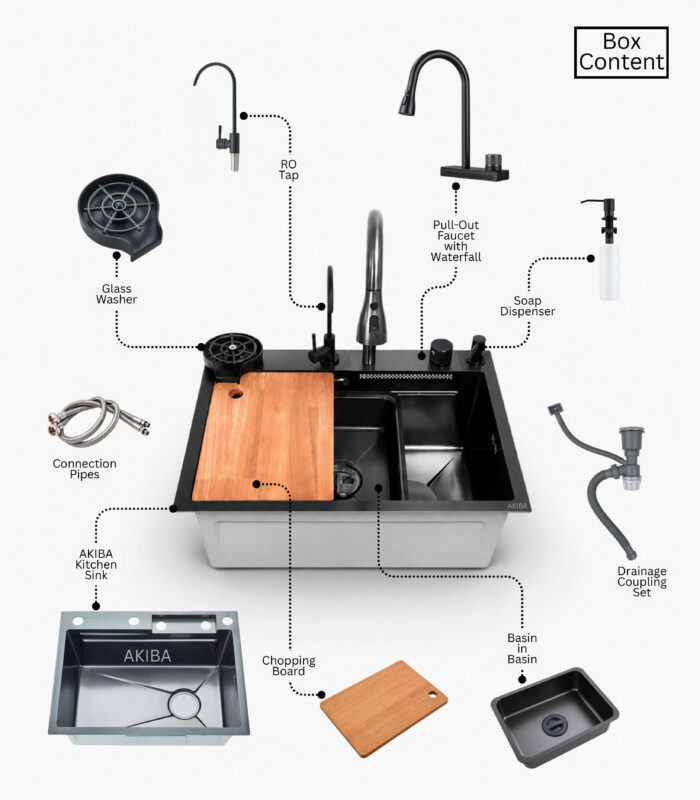 kitchen sink with accessories